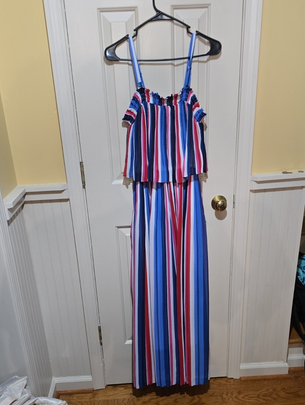 Lane Bryant Blue, Red, White & Pink Striped Maxi Dress
